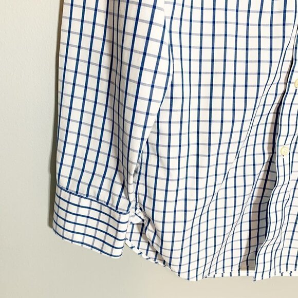 J. Crew blue white windowpane check collared long sleeve button front shirt - Picture 2 of 10